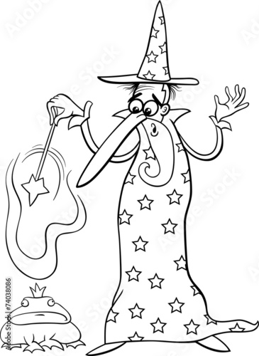 wizard fantasy cartoon coloring page