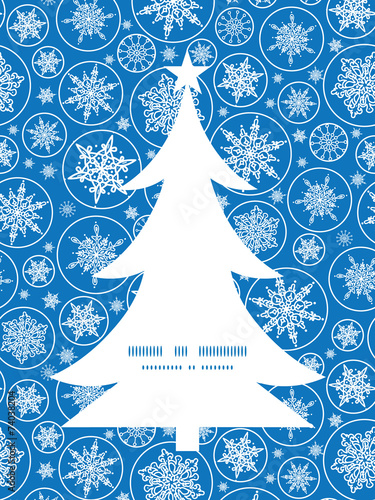 Vector falling snowflakes Christmas tree silhouette pattern