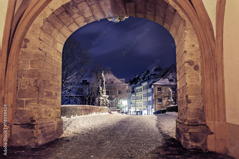 Bamberg at night - obrazy, fototapety, plakaty 