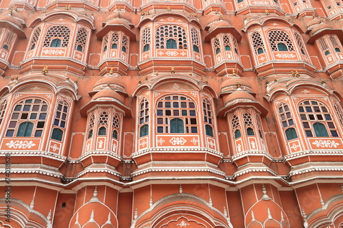 Closeup of Hawa Mahal, Wind Palace, Jaipur, Rajasthan, India