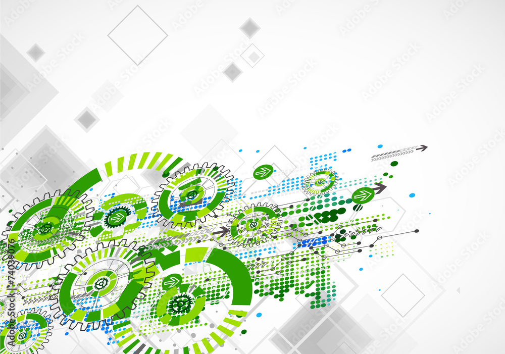Abstract technology business green colored template background.
