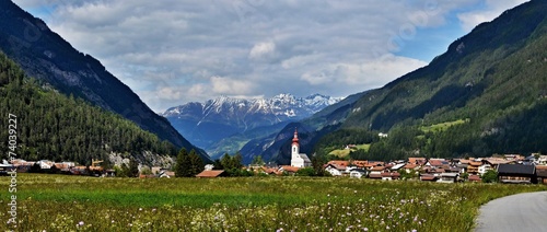 Austrian Alps-panoramic view to city Pfunds photo