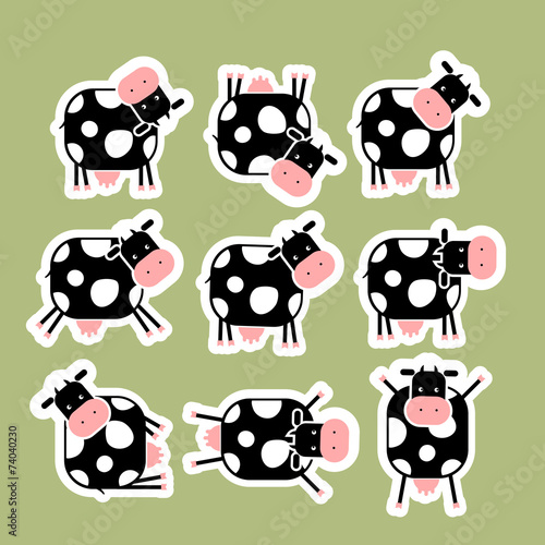 Stickers with funny cow for your design