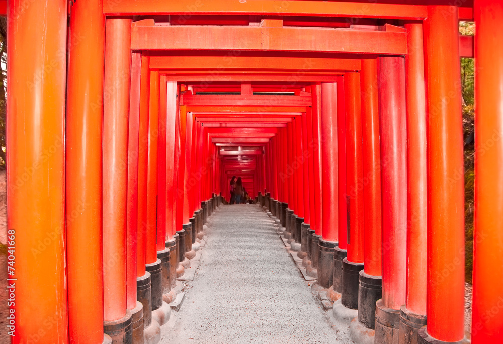 Tori gates at Fushimi Inari Shrine, Kyoto, Japan. Tori gates at Fushimi Inari Shrine, Kyoto, Japan.