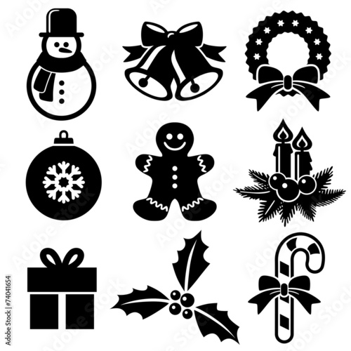 Icon Set Weihnachten, schwarz, Vektor, freigestellt