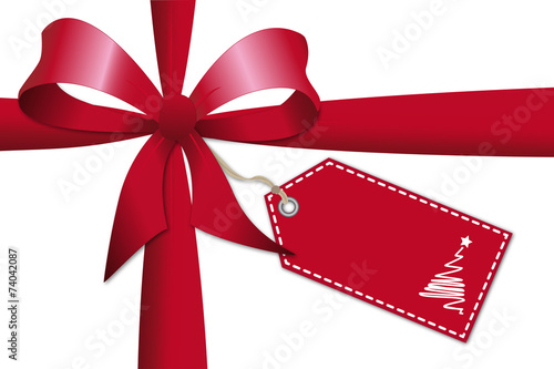 Rote Schleife mit Weihnachts-Anhänger