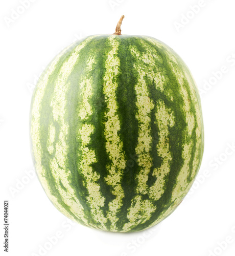 Ripe green watermelon fruit isolated
