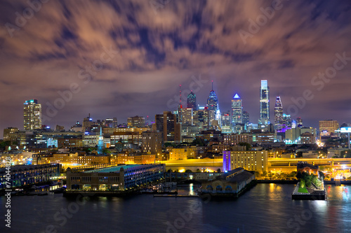 Philadelphia skyline at night  US