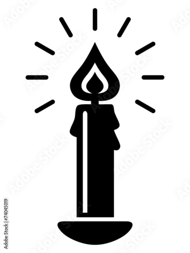 Icon brennende Kerze, schwarz, Vektor, freigestellt