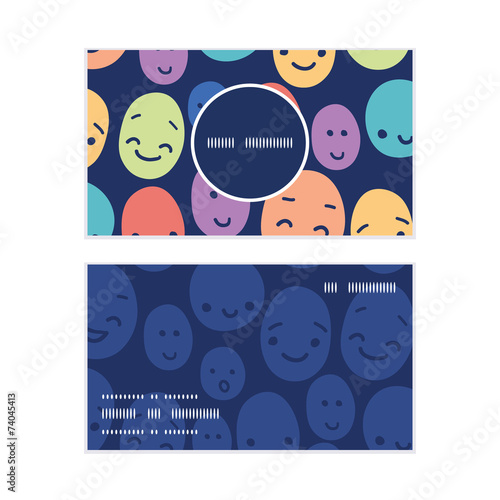 Vector funny faces vertical round frame pattern business cards