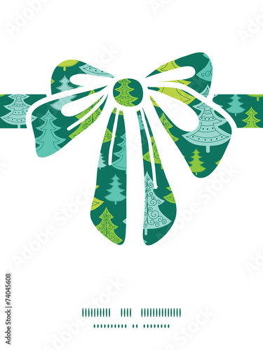 Vector holiday christmas trees gift bow silhouette pattern frame