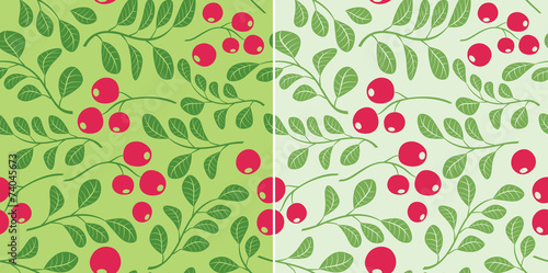 light green pattern with berries - seamless vector