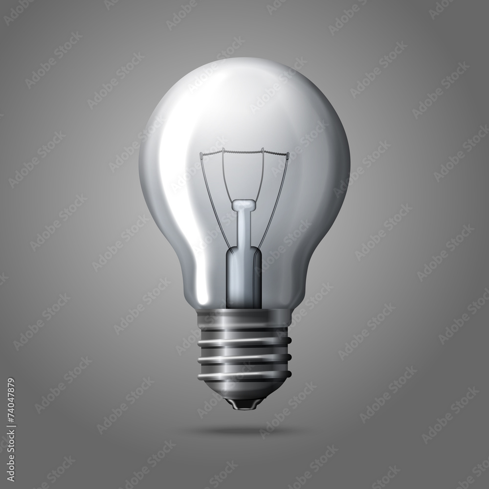 Realistic light bulb isolated on grey background. Realistic light bulb isolated on grey background.