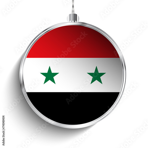 Merry Christmas Silver Ball with Flag Syria