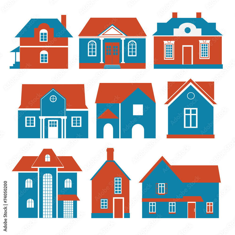 set of two colors vector buildings