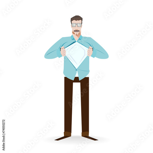 man opens his shirt on his chest