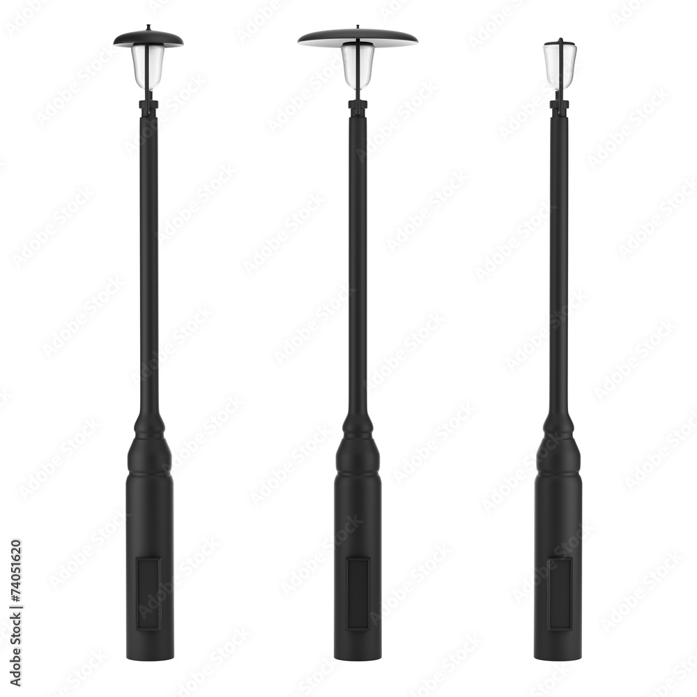 three street lamps isolated on white background three street lamps isolated on white background