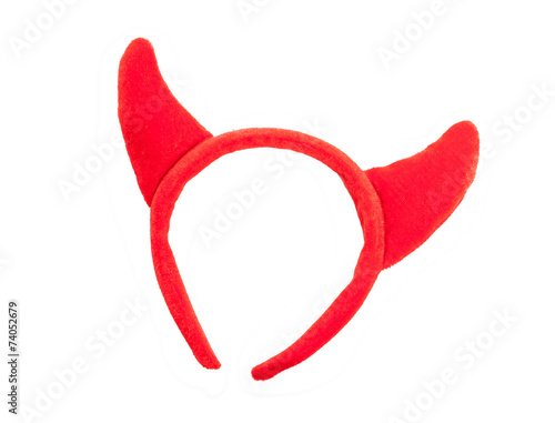 Red devil headband horns isolated on white background