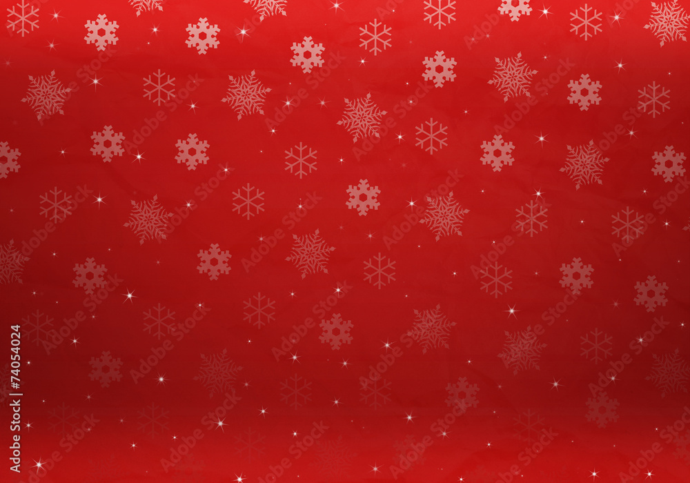 Red Snowflakes Xmas and New Year Background