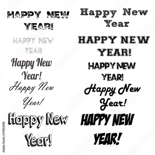 Happy New year set text illustration over color background
