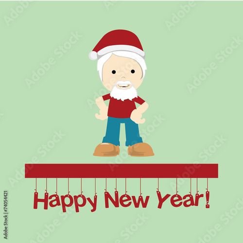 Happy New year illustration over color background