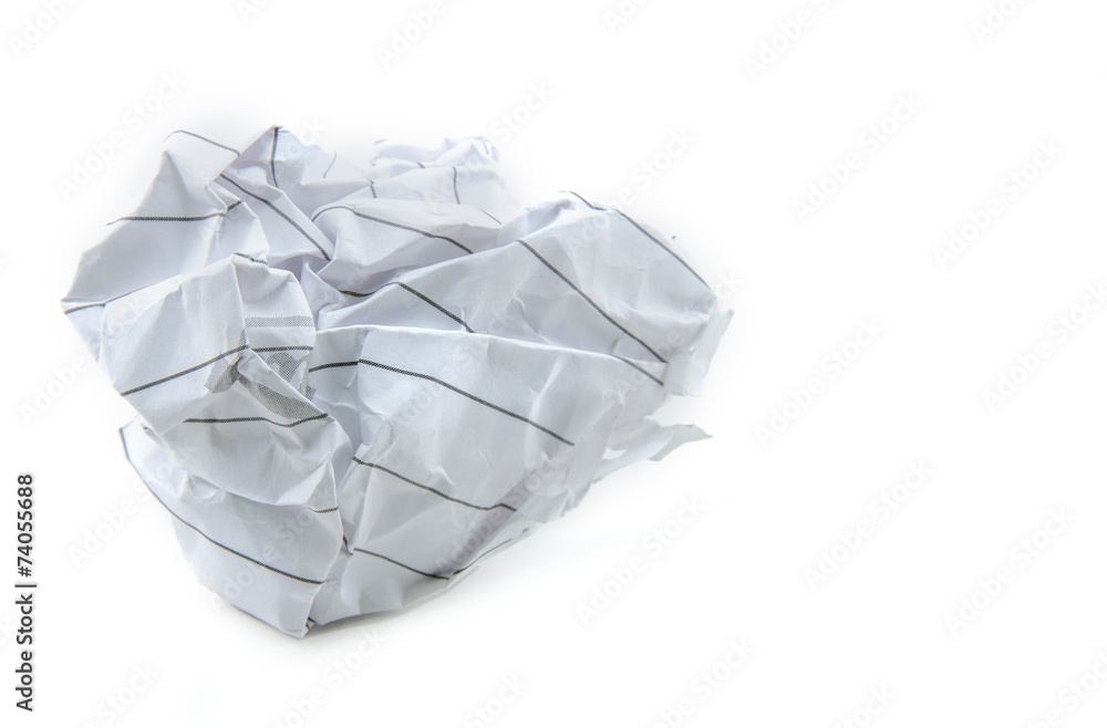 Crumpled paper ball isolated on white background Crumpled paper ball isolated on white background