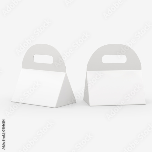 White triangle box with handle, clipping path included