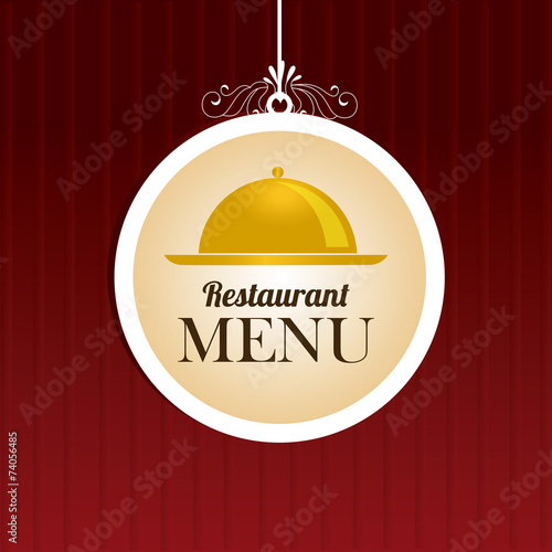 Restaurant design over red background vector illustration