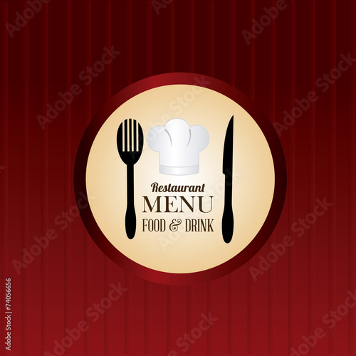 Restaurant design over red background vector illustration