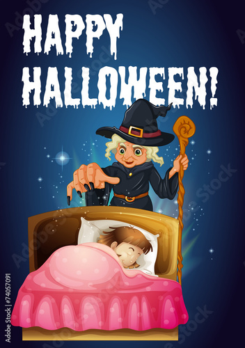 A halloween template with a witch