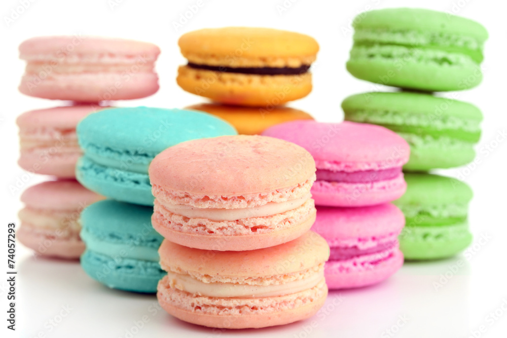 Gentle colorful macaroons isolated on white Gentle colorful macaroons isolated on white