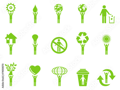 green eco icons stick figures series