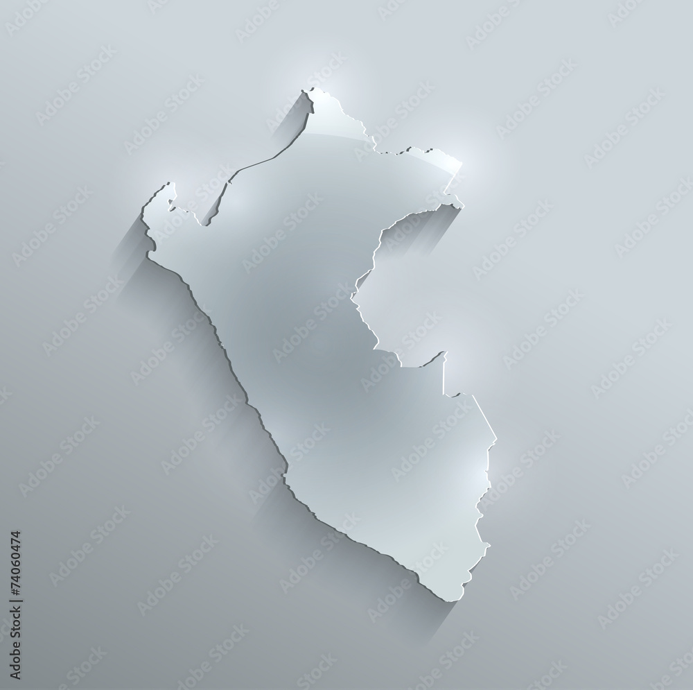 Peru map flag glass card paper 3D vector