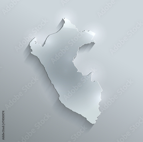 Peru map flag glass card paper 3D vector