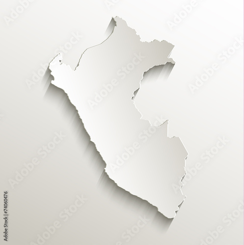 Peru map card paper 3D natural vector