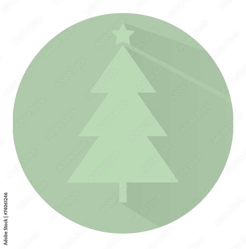 Fototapeta premium Christmas tree in circle. Flat design. Vector illustration