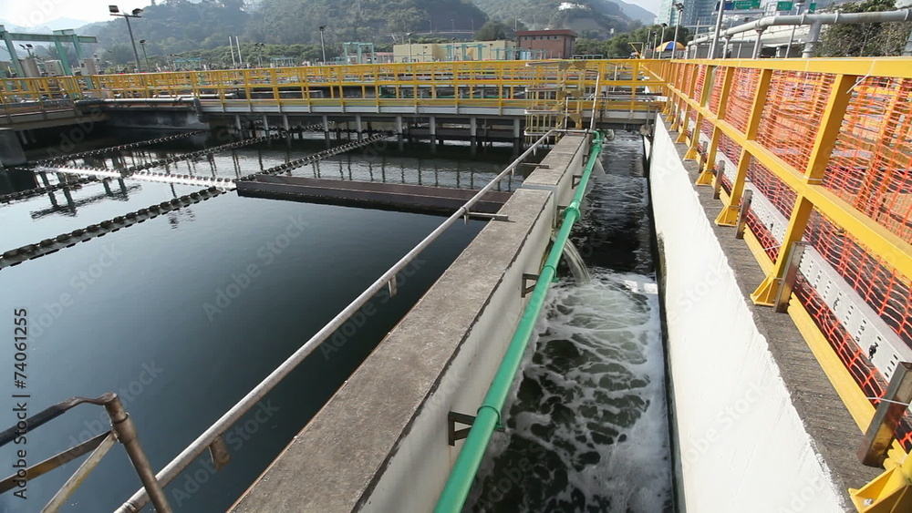 Sedimentation tanks in a sewage treatment plant Sedimentation tanks in a sewage treatment plant