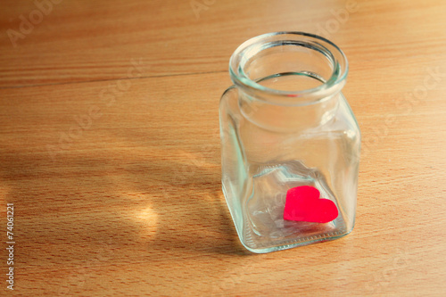 Heart trapped in a glass jar