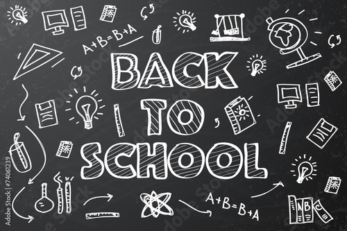 Back to school chalkboard sketch Vector illustration