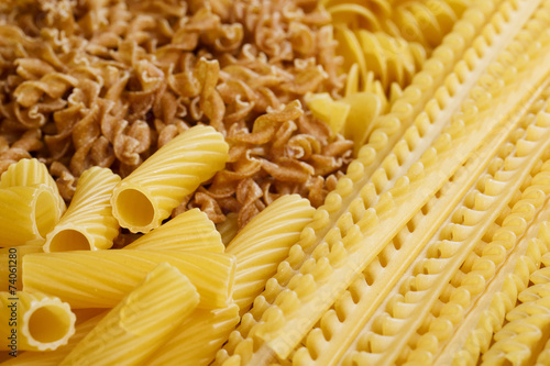 Different types and shapes of Italian pasta
