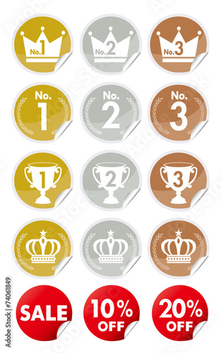 Gold Crown Icons, seals & medals Set   Vector
