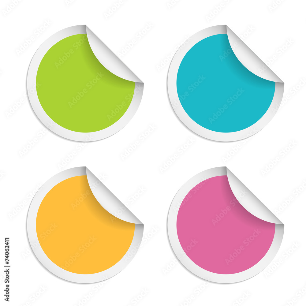 Vector round stickers with curled edge Vector round stickers with curled edge