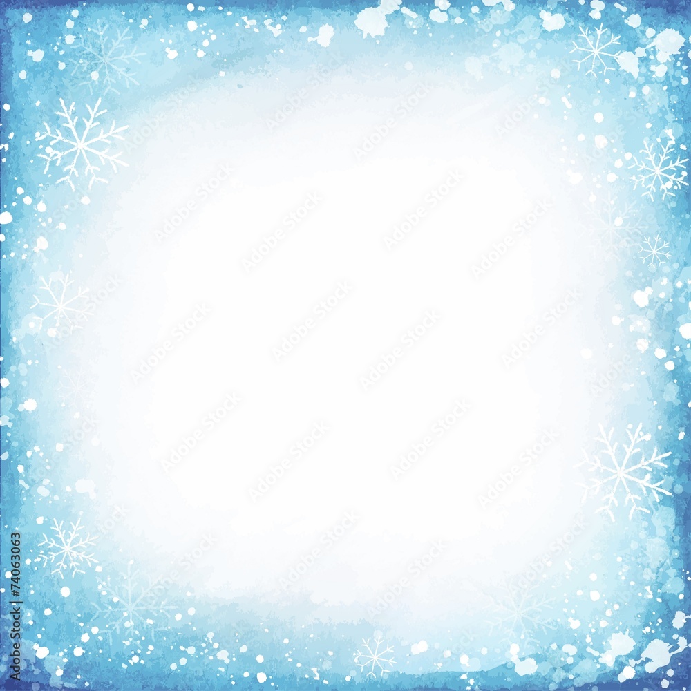 Frame of snowflakes on a watercolor background. Frame of snowflakes on a watercolor background.