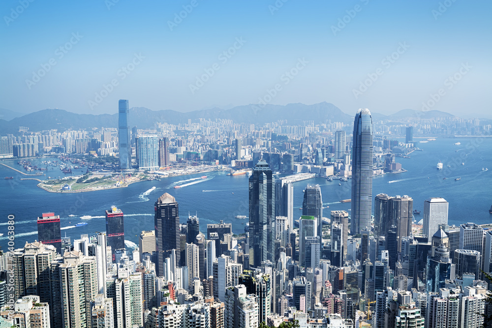 Fototapeta premium Hong Kong skyline view from the Victoria Peak.