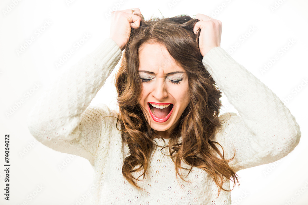 Fototapeta premium screaming woman portrait