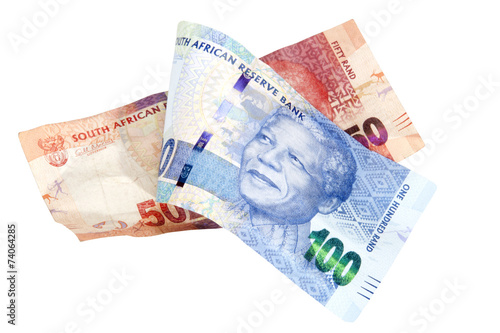 Blue and Red South African Rand Bank Notes