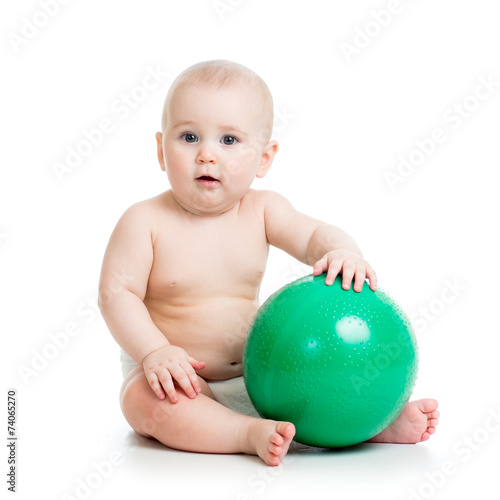 baby with ball isolated on ...