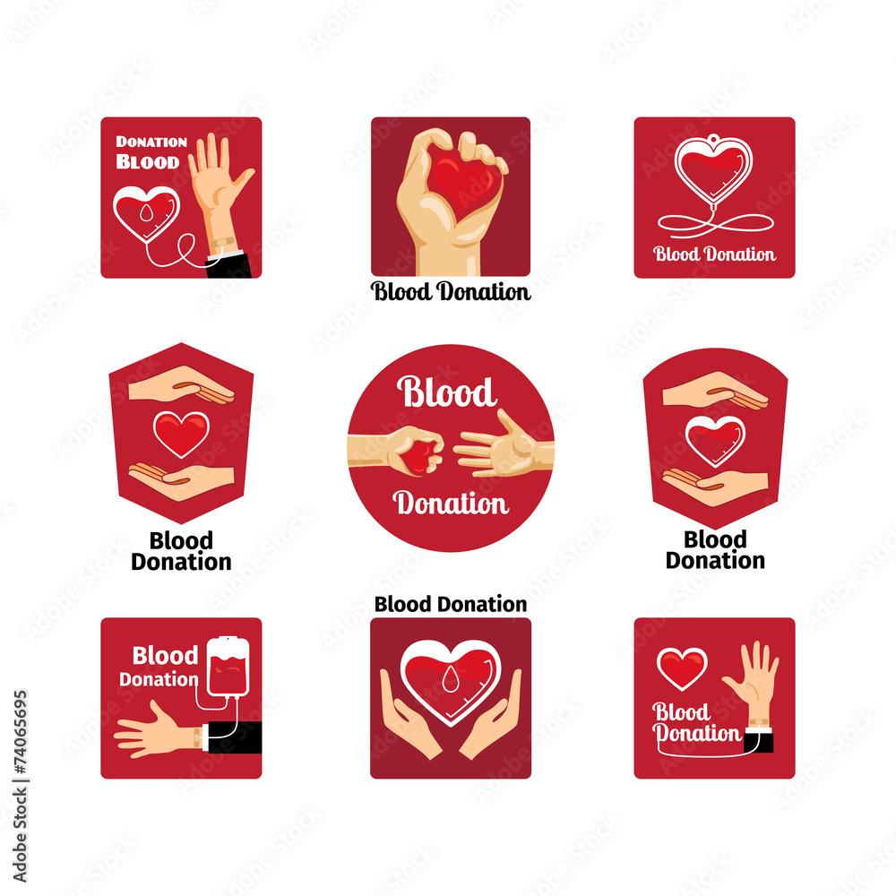 Blood donation labels and badges