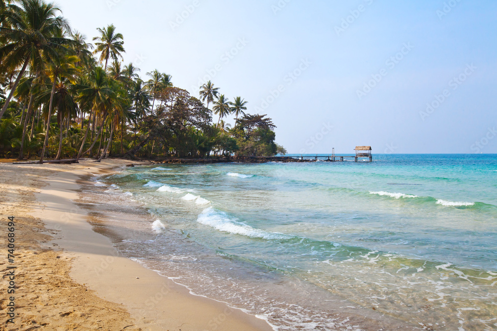 tide at the beautiful sand beach in Thailand