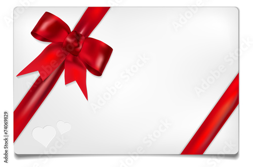 Paper card with red bow and place for your text